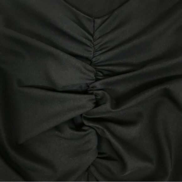 EXPRESS Black Fitted Long Sleeve Cutout Dress Bodycon Ruched Size‎ XS Large New - Picture 5 of 11